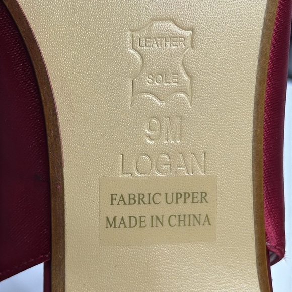 (E3) David's Vintage 90s Red Satin Bridal Slingback Heels, Size 9M - Picture 8 of 13